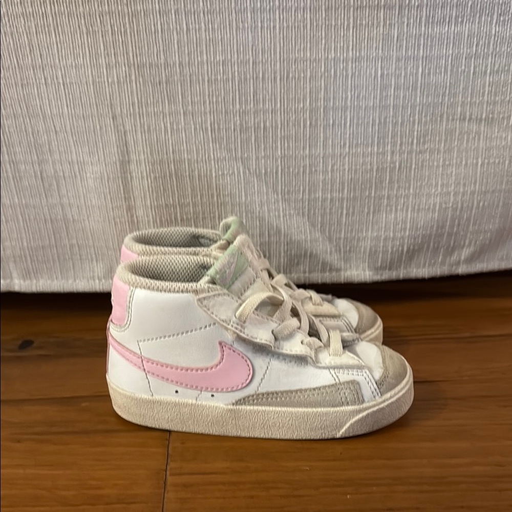Nike Kids White and Pink High-Top Sneakers